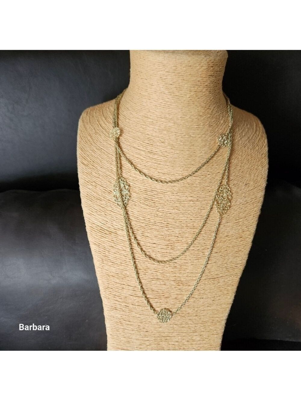 Vintage JNY Gold-tone 3-Strand Chain Necklace